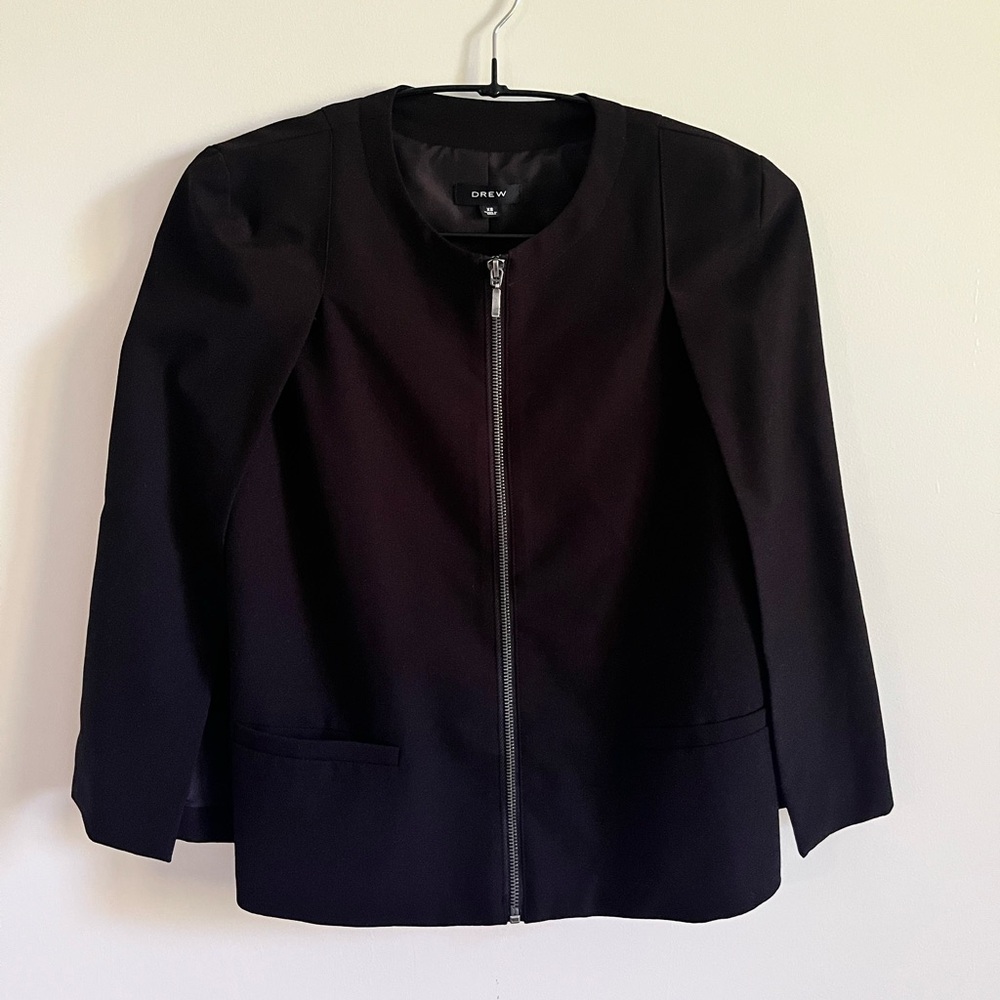 DREW Black Zip-Front Women's Blazer